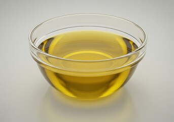 Clear glass bowl golden liquid