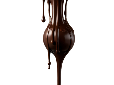 melt chocolate dripping line from the top, isolated on transparent background, copyspace - Powered by Adobe