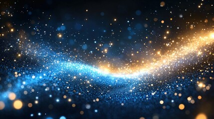 Glittering wave, dark space, bokeh, digital art, website banner