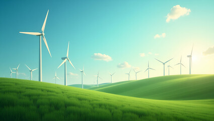 Elegant Visual Composition Showcasing Green Energy Transition: Emphasizing Renewable Energy Adoption, Clean Power Infrastructure, and Sustainable Development for Future Markets