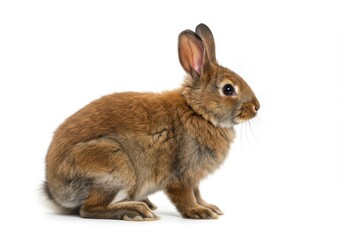 Obraz premium Fluffy brown rabbit side view