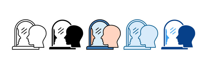 Shower Mirror Icon Set Multiple Style Collection