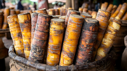 Close-up of Traditional Malamba Drink Ingredients in Calabash Container