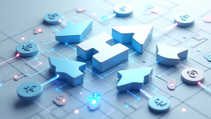 Explore our 3D minimalist wallpaper design showcasing sleek abstract visuals and dynamic grids, perfect for fintech themes and global currency transfer.