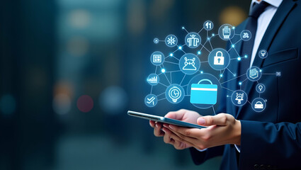 Smart Payment Solutions: Elegant Visuals of Modern Retail & Mobile Ecosystems with Automated Digital Platforms for Secure Transactions and Financial Innovation - Stock Photo Concept