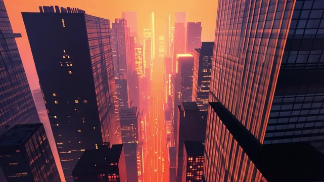 Modern urban tall building animation