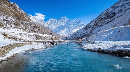 Scenic Winter Mountain River
