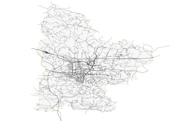 vector map of highway of celje city in Slovenia with black and white color