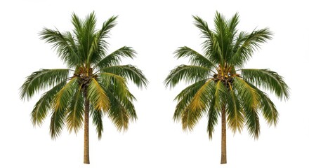 Tropical palm trees isolated white