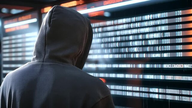 Cybersecurity Threats Illustrated by a Hacker in a Dark Room