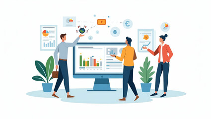 Flat Sophisticated visual narrative illustrating digital forex trading platforms with real time currency exchange advanced chart analytics and secure transaction processing for innovative global curre