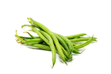 Green fine bean isolated on white background