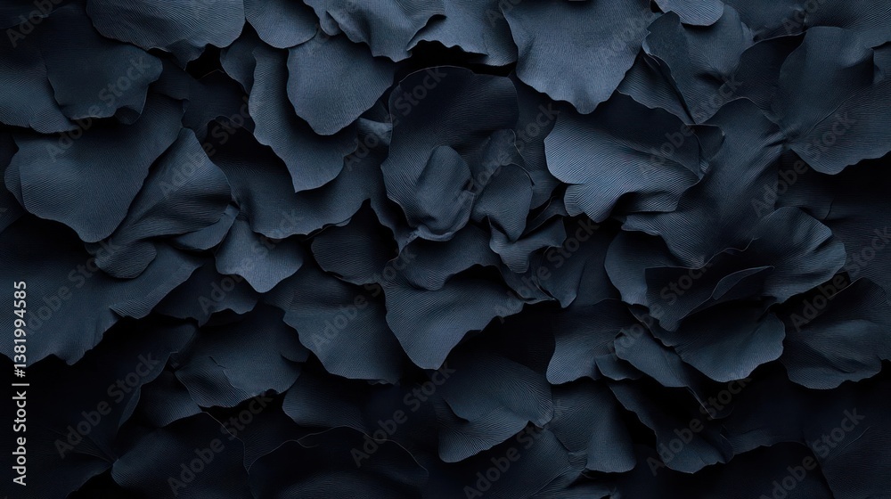 Poster abstract texture of overlapping dark blue scales or feathers forming a detailed background