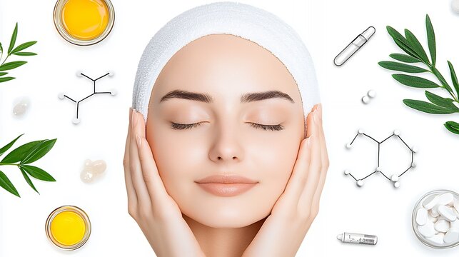 Natural Beauty and Skincare Concept – Serene Woman with Clean Face