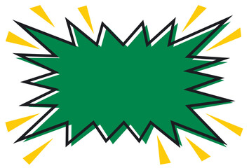 ギザギザ爆弾の四角吹き出しフレーム/緑