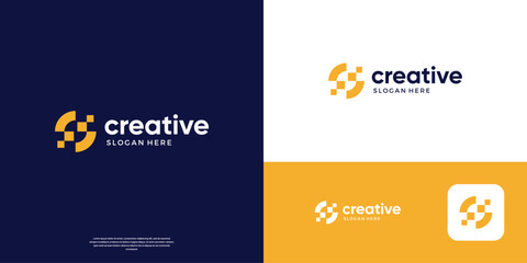 Letter S technology logo. Abstract letter S with digital shape symbol. Usable for modern business, Artificial Intelligence and software.