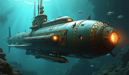 submarine under the sea, Generative AI