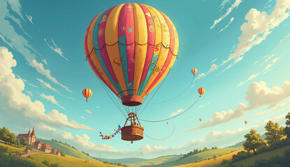 hot air balloon in the sky, Generative AI