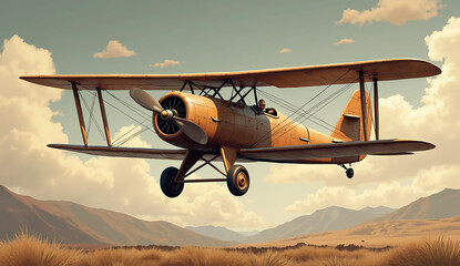 airplane in the sky with clouds, Generative AI