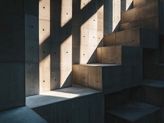 Sunlit Concrete Staircase Interior Design.