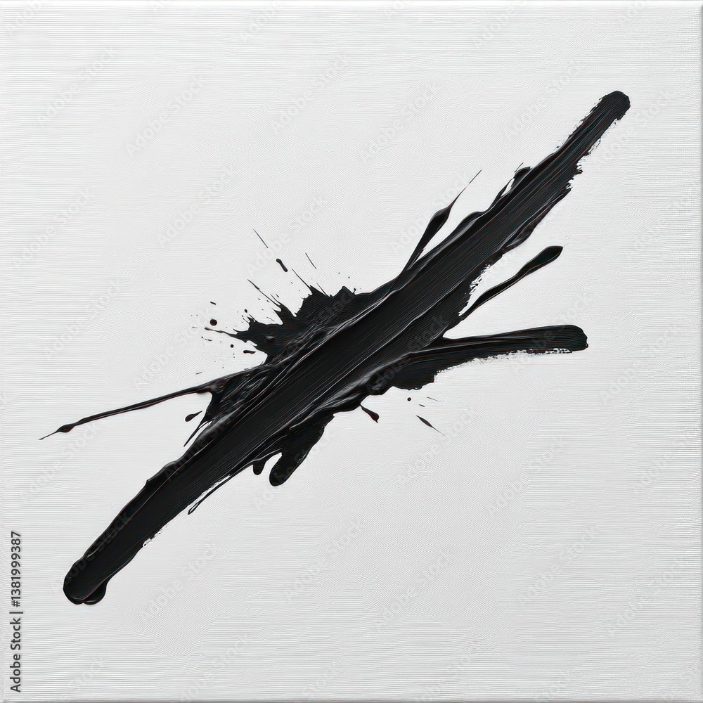 Poster Abstract Black Ink Splash On Textured White Surface Displaying Dynamic Movement
