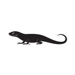 Fototapeta premium A green bearded dragon lizard, a wild reptile with a brown tail, isolated in a studio closeup on a white background