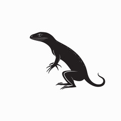 Fototapeta premium A brown bearded dragon lizard, a wild reptile with a prominent tail, is isolated in a close-up macro shot against a white background