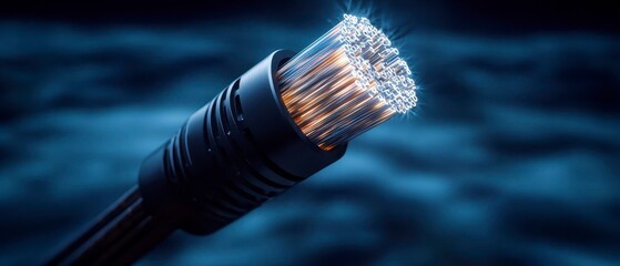 Cross sectional view of a submarine fiber optic cable emphasizing the intricate layers that enable high speed internet connectivity across oceans. Ocean cable s inner workings.