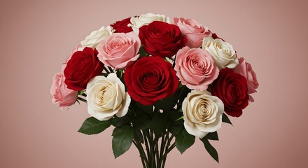 Mixed Roses on Romantic  Background &ndash; Elegant Stock Photo