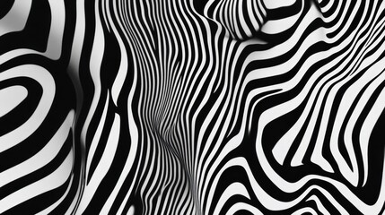 Obraz premium Abstract Black and White Striped Pattern: A hypnotic and dynamic abstract pattern, rendered in contrasting black and white stripes, creates a mesmerizing visual experience.
