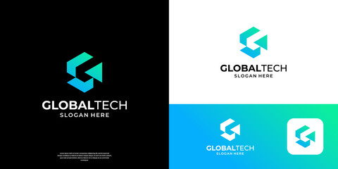 Geometric letter G tech logo design inspiration.