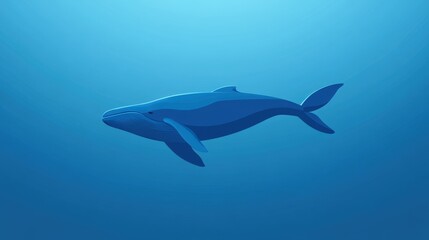 Whale in Deep Ocean: A majestic whale gracefully glides through the vast, sapphire depths of the ocean, embodying the serene beauty of marine life.
