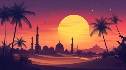 Desert Oasis Sunset