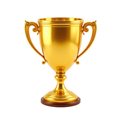 Gold trophy on white background