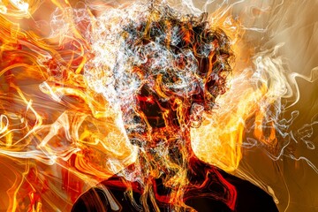 Brain fog. Health and psychology. Hallucination - due to serotonin syndrome: abstract image of physical state. Metaphorical serotonin syndrome awareness of a mental illusion. Brain disorder.