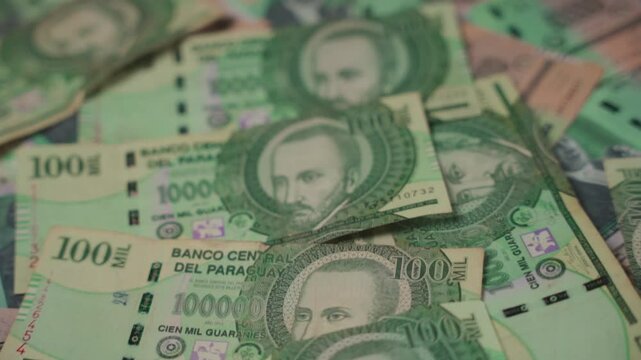 Close-up of Paraguayan currency bills 2