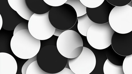 Geometric Symphony: An artistic display of overlapping black and white circles creates a visually striking pattern, perfect for a modern and abstract aesthetic. 