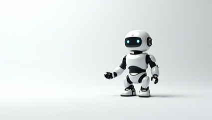 Fototapeta premium 3D Robotic Automation Wallpaper: Minimalist Aesthetics in a Vast Space - Explore the Synergy of Machine Functions and Engineering Innovation with Cute Icon Designs on a White Background