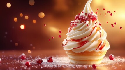 rich pod cream with tart fruit swirl