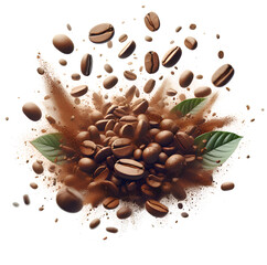 3D coffee beans on white background isolated on white background	