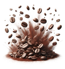 3D coffee beans on white background isolated on white background	
