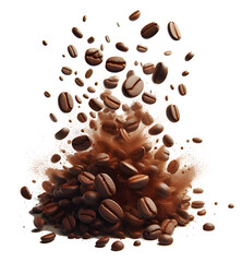 3D coffee beans on white background isolated on white background	