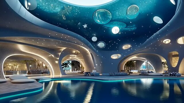 Luxury Indoor Pool with Celestial Design