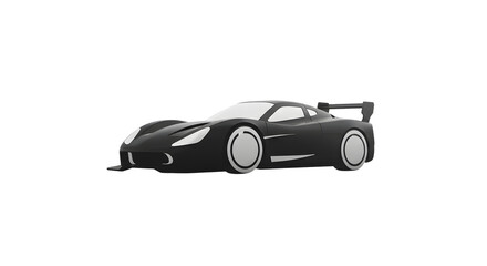 Sleek Black Car Rendering with White Accents on a Clean Background