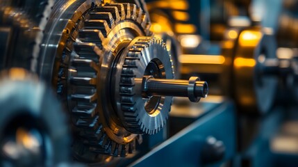 Obraz premium Detailed Machine View in Manufacturing Setting: Industrial Equipment and Technology in Action