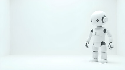 Fototapeta premium Elegant 3D Wallpaper: Minimalist Design Showcasing Robotic Caregiving & Advanced Digital Health Integration in Modern Healthcare Environments