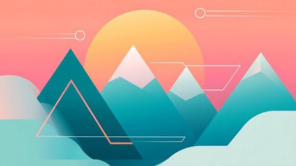 Fototapeta premium Abstract Mountain Landscape Sunset Scene Design