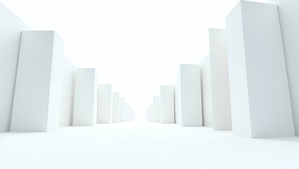 Futuristic 3D Wallpaper Design: Minimalist Robotic Arms in Industrial Automation for High-Tech Environments - Precision Engineering and Dynamic Movement on a White Background