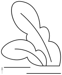 Abstract line art of overlapping leaves with curved shapes. Ideal for environment, growth, sustainability, organic concepts, purity, simplicity, wellness, flat simple metaphor