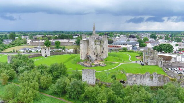 Trim Castle or Caislean Bhaile Atha Troim. Best-preserved, largest and most impressive Anglo-Norman castle in Ireland. Located on the river Boyne bank. List of National Monuments, Co. Meath, Ireland.